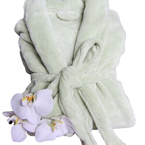 Plush GREEN Womens Spa Bath Robe 100 Thread Colors to Choose From Personalize It Wrapped In A Cloud image 2