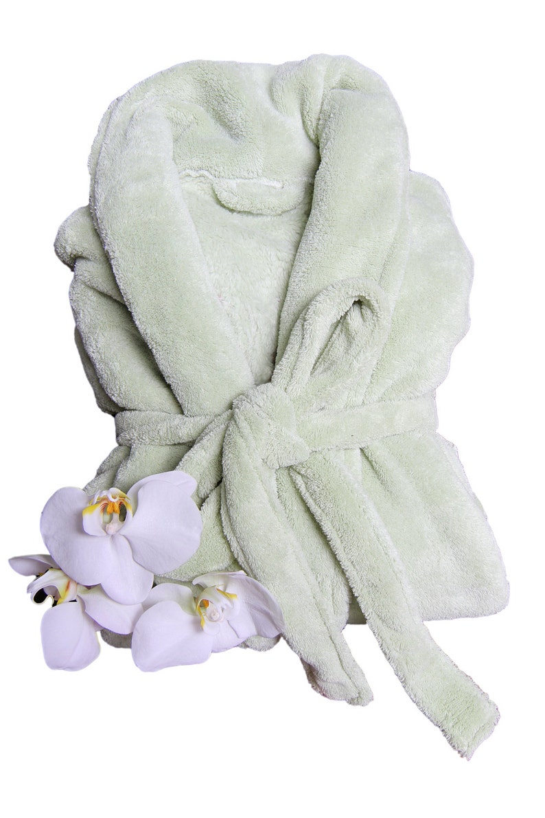 Plush GREEN Womens Spa Bath Robe 100 Thread Colors to Choose From Personalize It Wrapped In A Cloud image 2