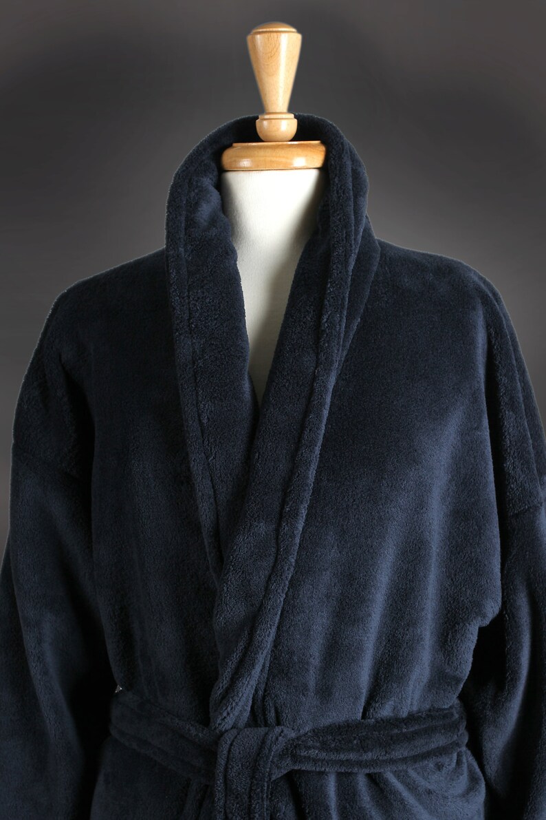 NAVY BLUE Plush Bath Robe Monogrammed His and Hers Robes Etsy