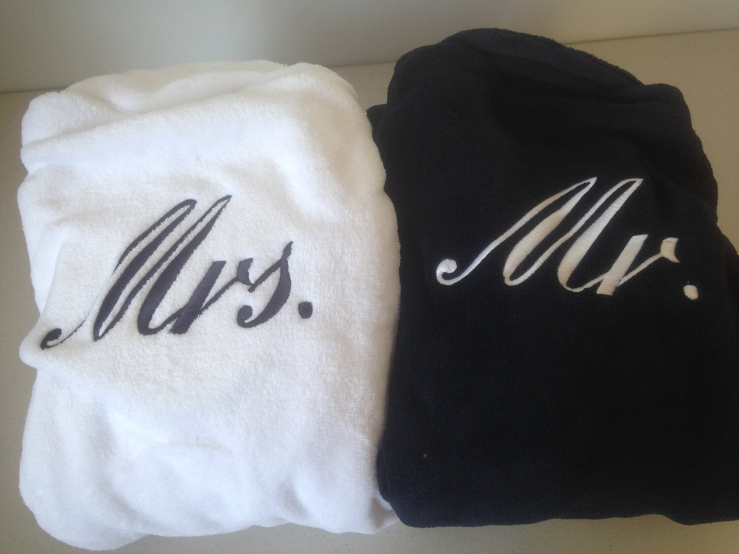 Set of 2 Monogrammed Robes Plush Bathrobe Monogrammed His and Hers Robes, Mr. and Mrs. Robes