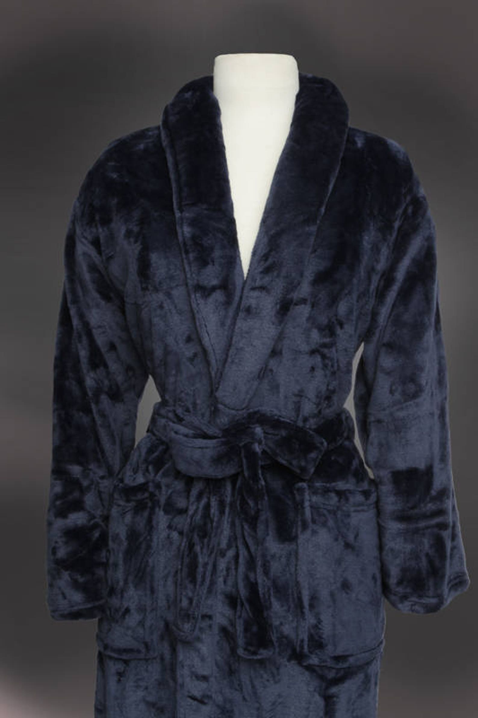 NAVY BLUE Plush Bath Robe Monogrammed His and Hers Robes Etsy