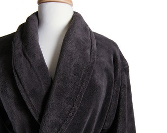 Charcoal GRAY Bathrobe - Bridal Robes, Monogram Bathrobes, Bride & Bridesmaid Robes, His and Hers Bathrobe, Plush Robe by Wrapped in a Cloud