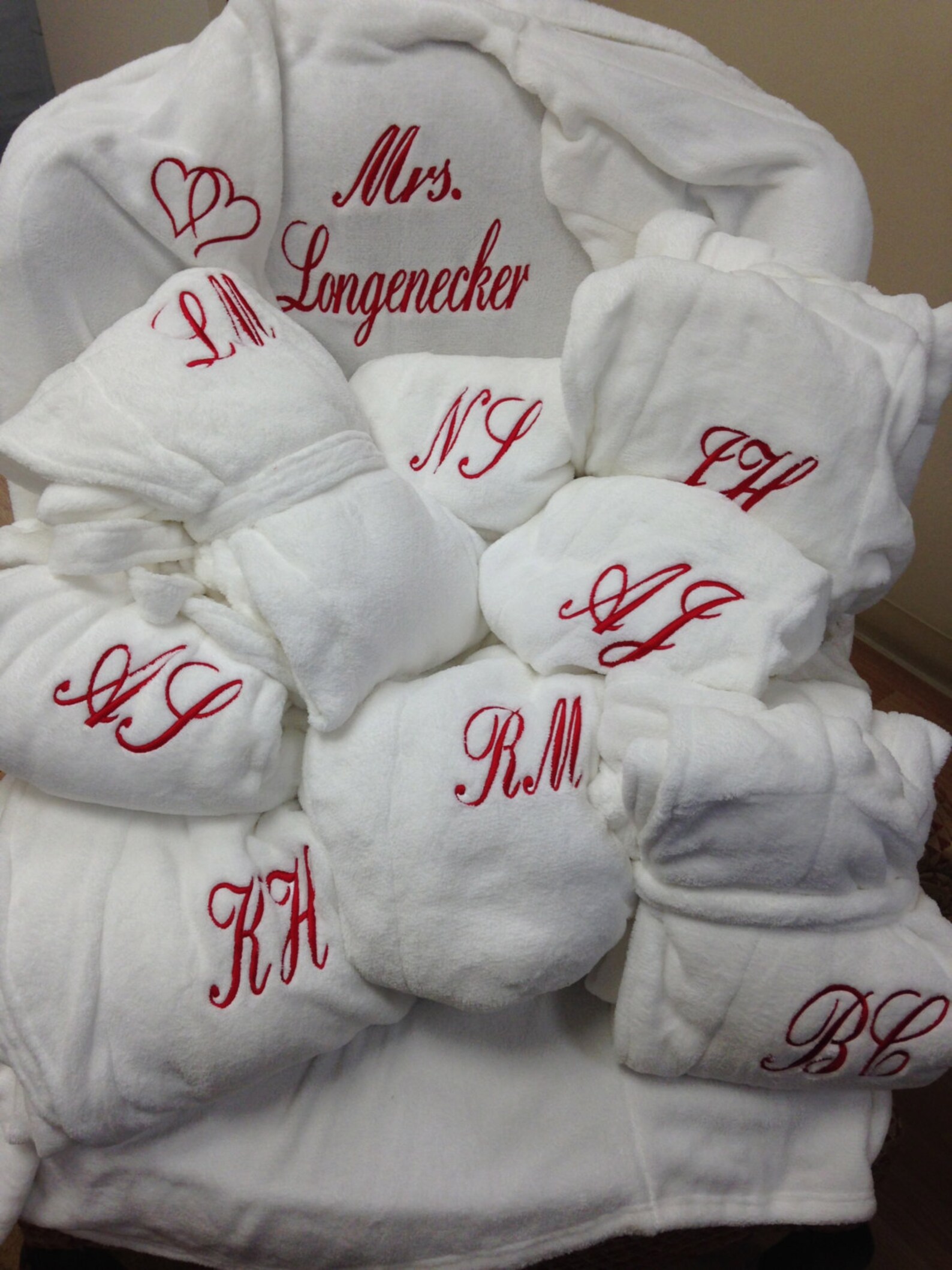 Set of 3 Monogrammed Bath Robes His and Hers, Mr. and Mrs., Bride Robe, Bridesmaid Robe, Maid of