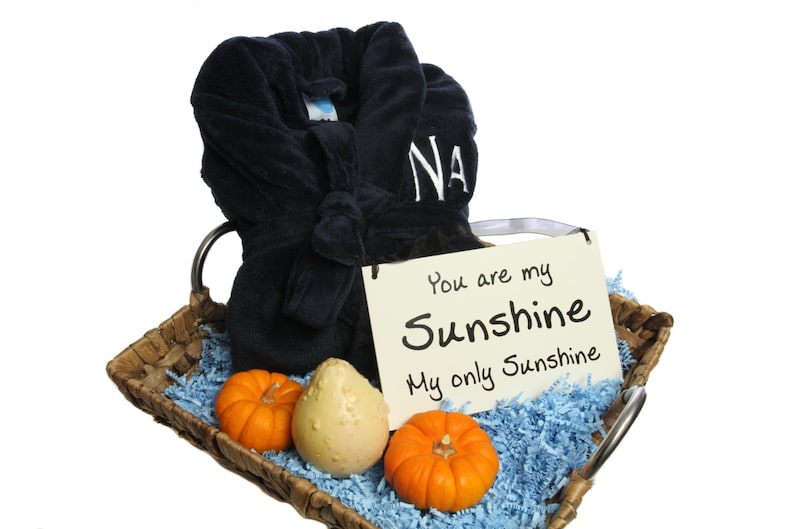 Navy Blue Plush Robe 100 Thread Colors to Choose From Customized by Wrapped In A Cloud
