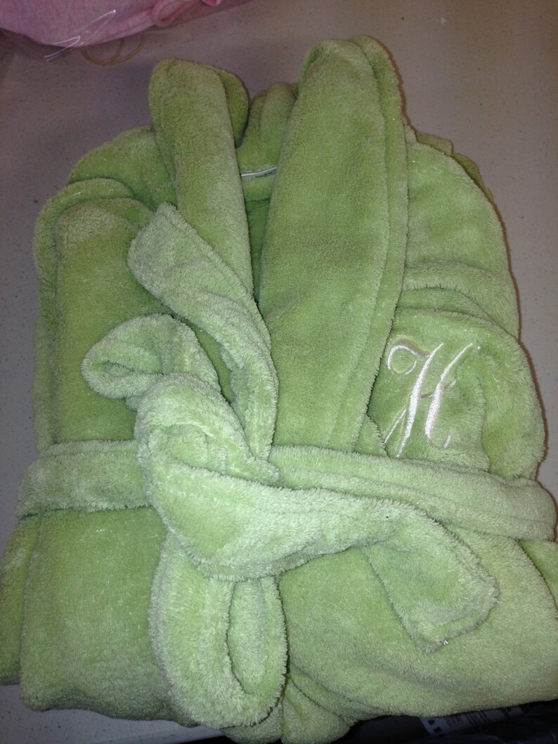 Plush GREEN Womens Spa Bath Robe 100 Thread Colors to Choose From Personalize It Wrapped In A Cloud image 5