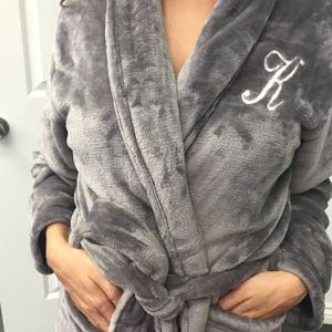 SET OF 2 Monogrammed Robes Plush Bathrobe Monogrammed His and Hers Robes, Mr. and Mrs. Robes, His and Hers Sets image 7