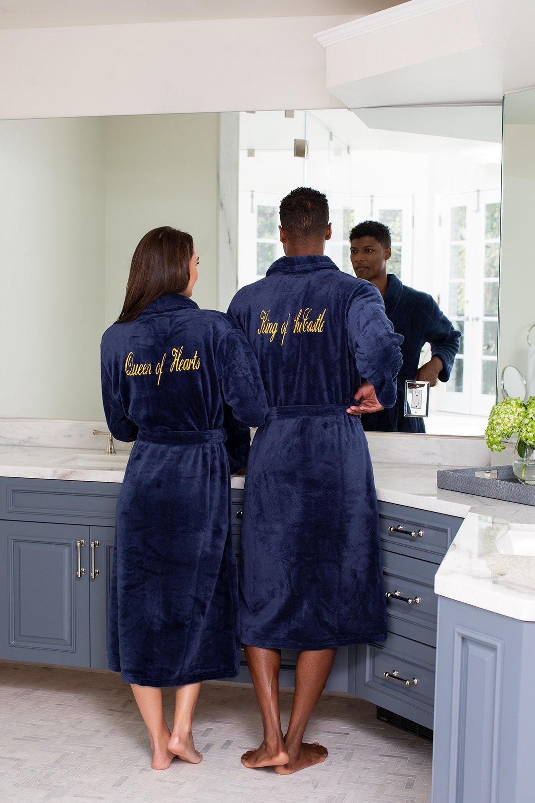 8 Color Options Plush Bath Robe Monogrammed His and Hers Robes, Mr. and ...