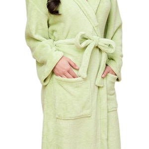 Plush GREEN Womens Spa Bath Robe 100 Thread Colors to Choose From Personalize It Wrapped In A Cloud image 1