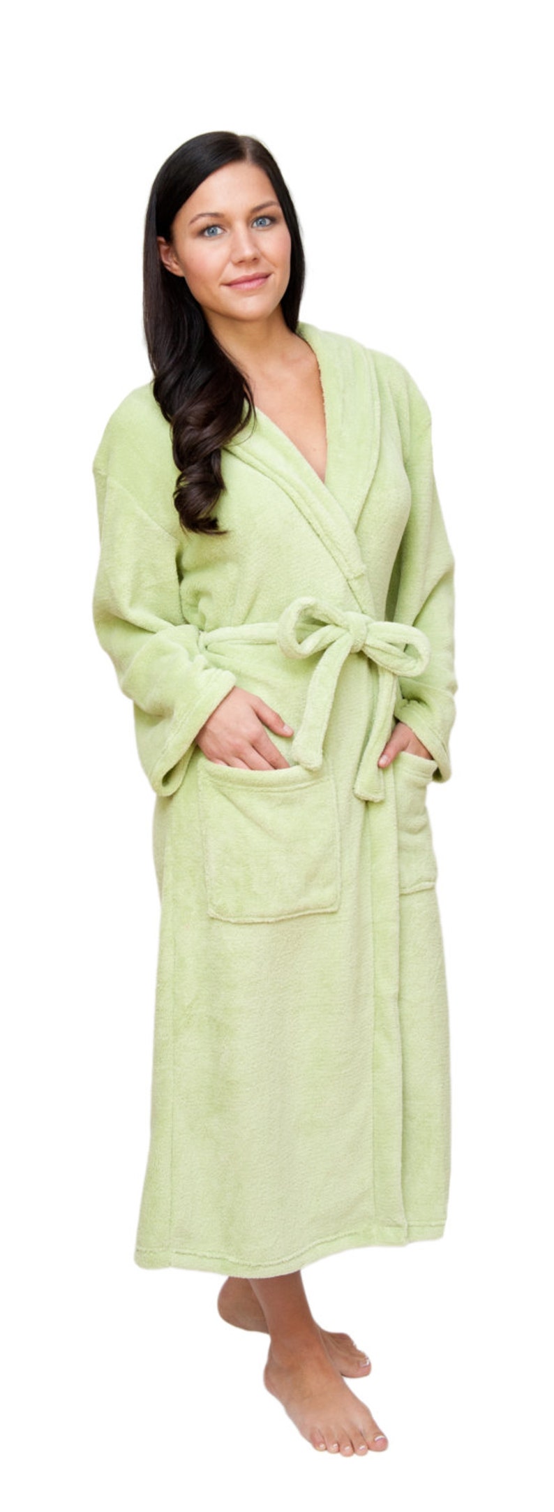 Plush GREEN Womens Spa Bath Robe 100 Thread Colors to Choose From Personalize It Wrapped In A Cloud image 1