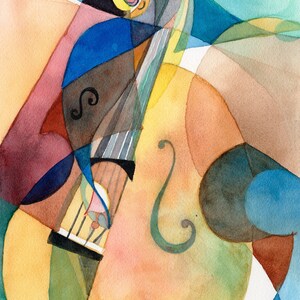 5x7 PRINT &quot;Bassline&quot; Watercolor Painting by David Ralph (8x10 Mat)