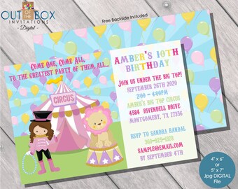 Circus Invitation, Carnival Invitation, Circus Birthday, Circus Birthday Invitation, Clown, Trainer, Circus Invitation, Unique Invitation