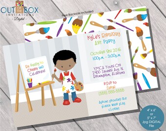 Art Party, Kids Party Invite, Paint Party Invitations, Create Birthday Invites for Girls, Digital, Birthday Invitation, Printable JPG, Boy