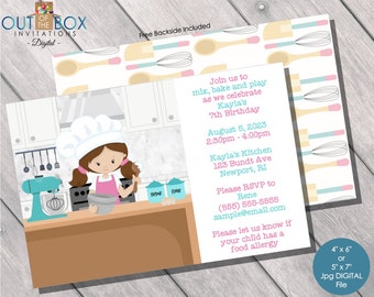 Baking Birthday Party Invitation, Baking Party Invitation, Baking Invitation, Bake Invitation, Digital, Birthday Invitation, Printable, JPEG