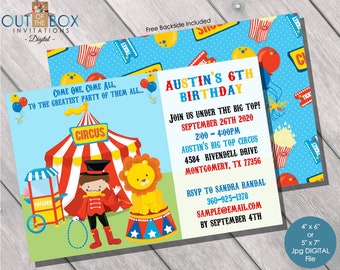 Circus Invitation, Carnival Invitation, Circus Birthday, Circus Birthday Invitation, Clown, Trainer, Circus Invitation, Unique Invitation