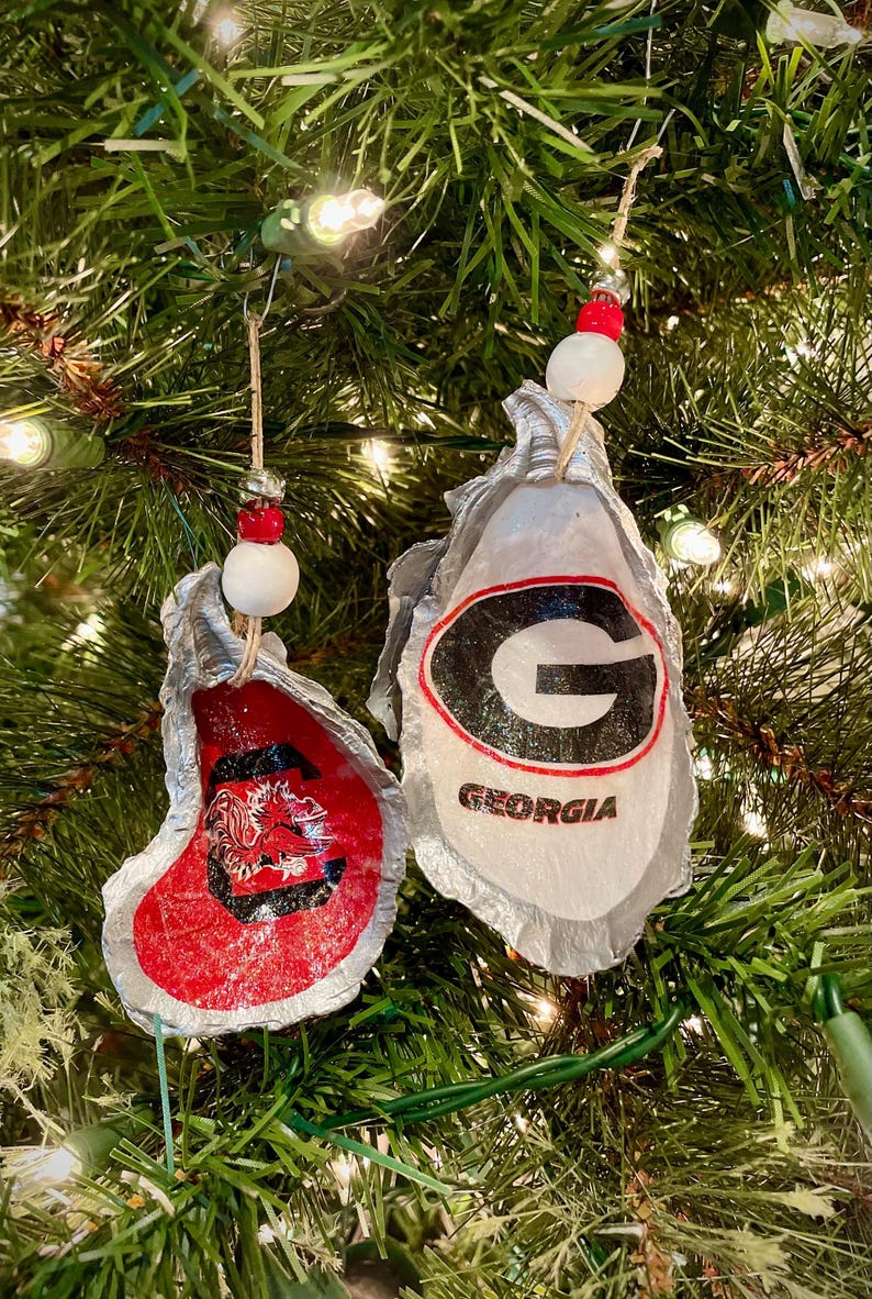 Uga Shells Handmade NCAA Oyster Shell Ornament, College Football Gift - Etsy