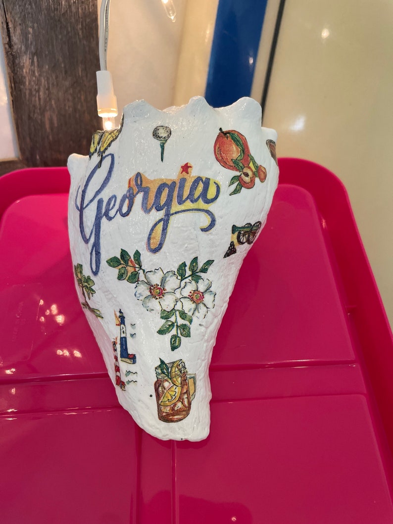 State Themed Whelk, Broken Shell Art, Decorator, Shelling, Tarheels