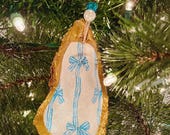 Oyster Shell Ornament, Shell, Beach Art, Gift, Handpainted, Nutcracker, Oyster, Flamingo, Topiary, Bow, Grandmillenial, Chinoiserie, Egret
