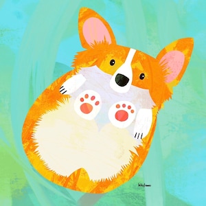 Dog Art - Corgi Art - Cute Art Print - Dog Print - Corgi Print - Cute Dog Art - Dog Illustration - Nursery Print - Dog Lover - Corgi Lover