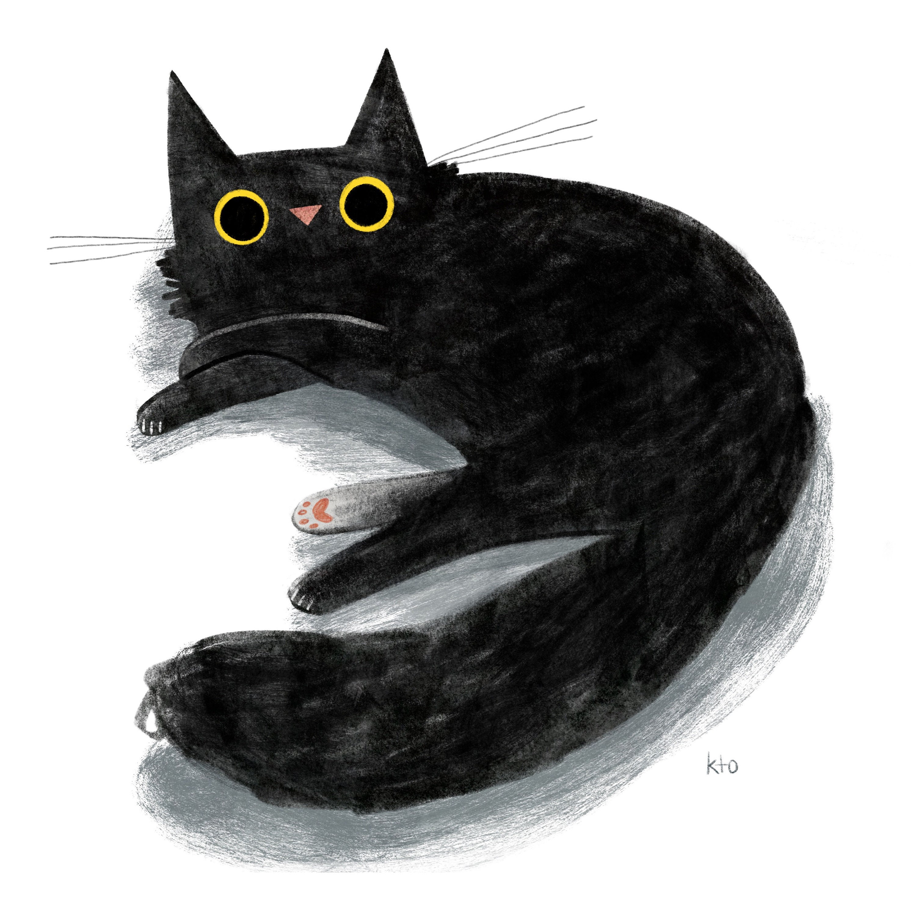 Black Cat Sunday Lounge Print - Art Illustration - Cat