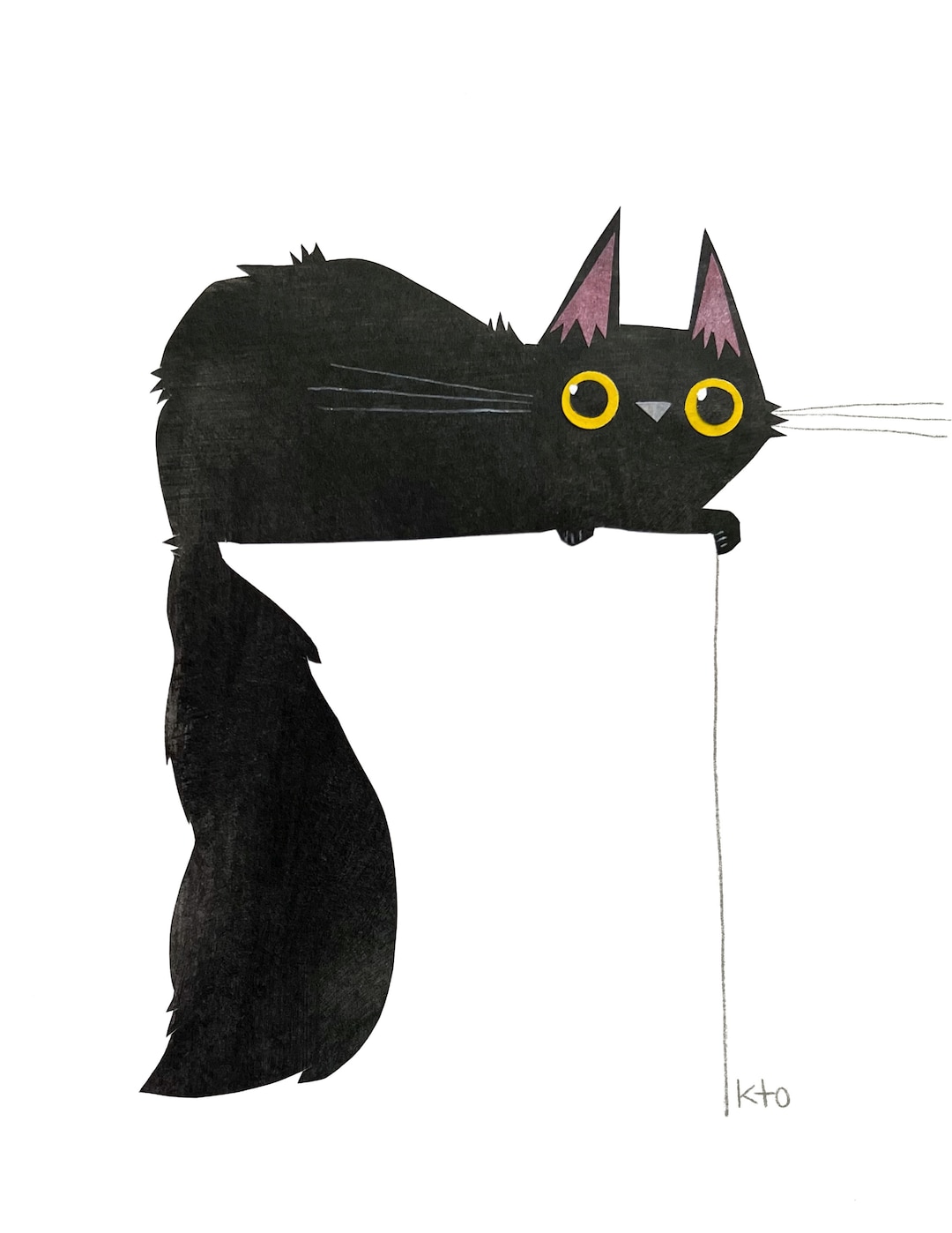 黒猫 15 EDGY コラージュ プリント - 黒猫 10 月 猫のイラスト