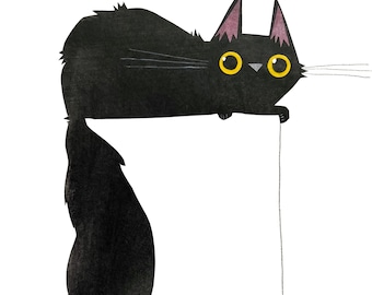 黒猫 15 EDGY コラージュ プリント - 黒猫 10 月 猫のイラスト