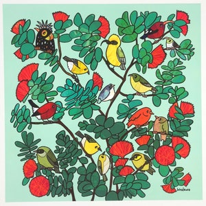 Hawaiian I'iwi Bird Print - Hand + Digital Limited Edition