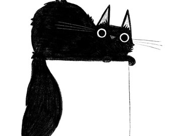 黒猫 15 EDGY コラージュ プリント - 黒猫 10 月 猫のイラスト