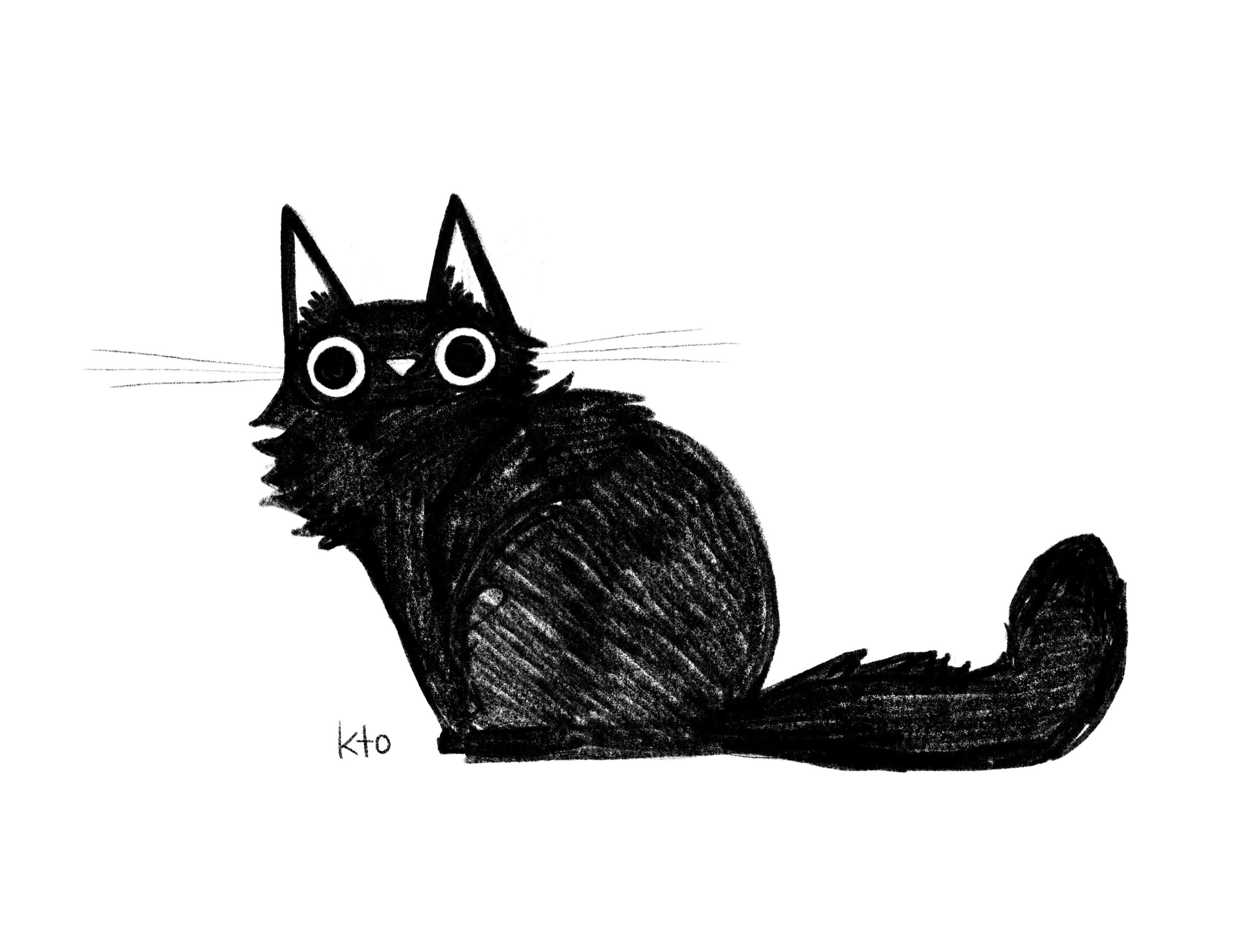 黒猫 05 RECOGNIZE コラージュプリント - 黒猫 10月 猫のイラスト
