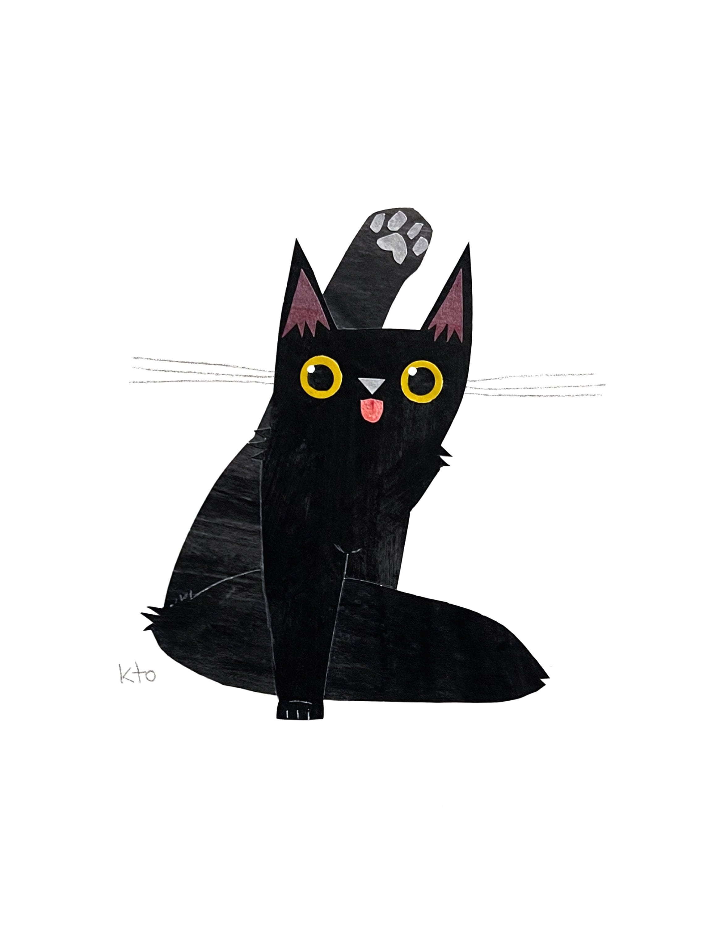 Black Cat 19 FREEZE Collage Print - Black Cat October Cat Illustration - Cute Art - Cat Lover