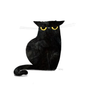 Grumpface Black Cat Print - Cat Illustration - Cute Art - Cat Lover