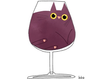 PURRgundy - Cat Wine Lover Art - Burgundy Wine - Pinot Noir Art - Cat Illustration - Wine Gift - Cat Print