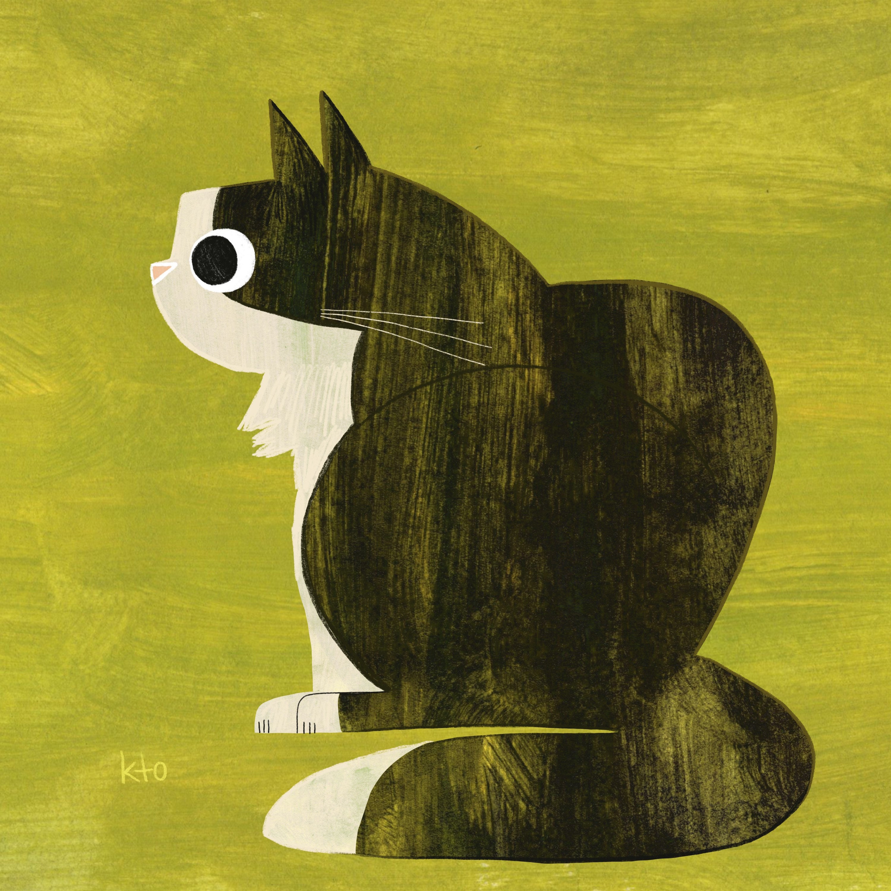 Cat Art Print - Black Cat Tuxedo Cat - Cat Illustration - Cute Cat Art ...