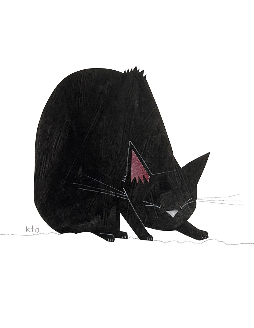 黒猫 26 PRESS コラージュプリント - 黒猫 10月 猫のイラスト
