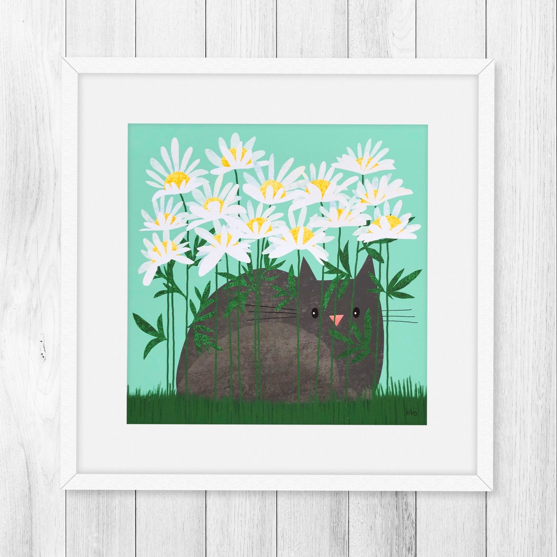 Cute Cat Illustration Cat Art Print Daisy and Cat Print - Etsy