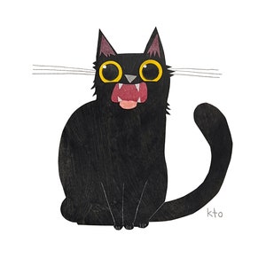 黒猫 15 EDGY コラージュ プリント - 黒猫 10 月 猫のイラスト
