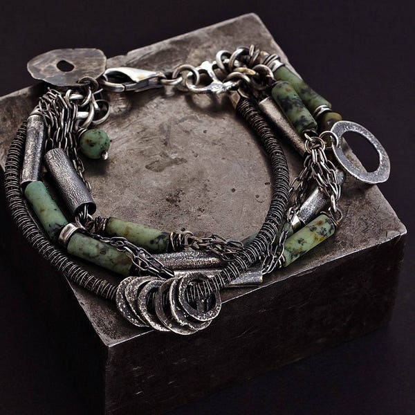 Pulsera turquesa africana hecha a mano de plata de ley • pulsera boho de múltiples hilos • regalo de cumpleaños único para las mujeres