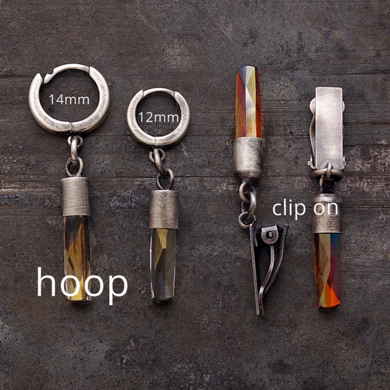 Spindle Linen and Raw Silver Long Bar Earrings Handmade of Oxidized