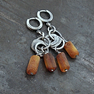 Baltic Amber Oxidized Sterling Silver Earrings Handmade Dangle Jewelry