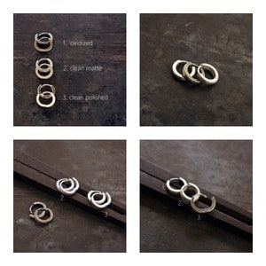 Minimalist Hoops in Sterling Silver • oxidized unisex silver earrings • unique gift for him or her