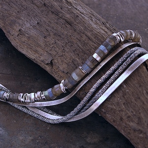 Oxidized Sterling Silver Labradorite Multi-Strand Necklace