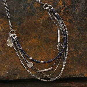 Fijne ketting van labradoriet en 925 zilver handgemaakte ketting met meerdere strengen uniek cadeau voor vrouwen afbeelding 8