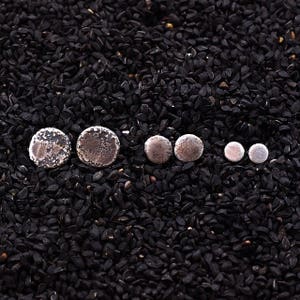 Sterling silver stud earrings for men scratched raw dot handmade gift