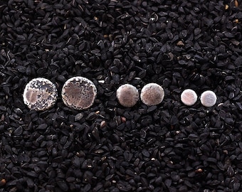 Handmade Recycled Sterling Silver Stud Earrings Raw Scratched Dot