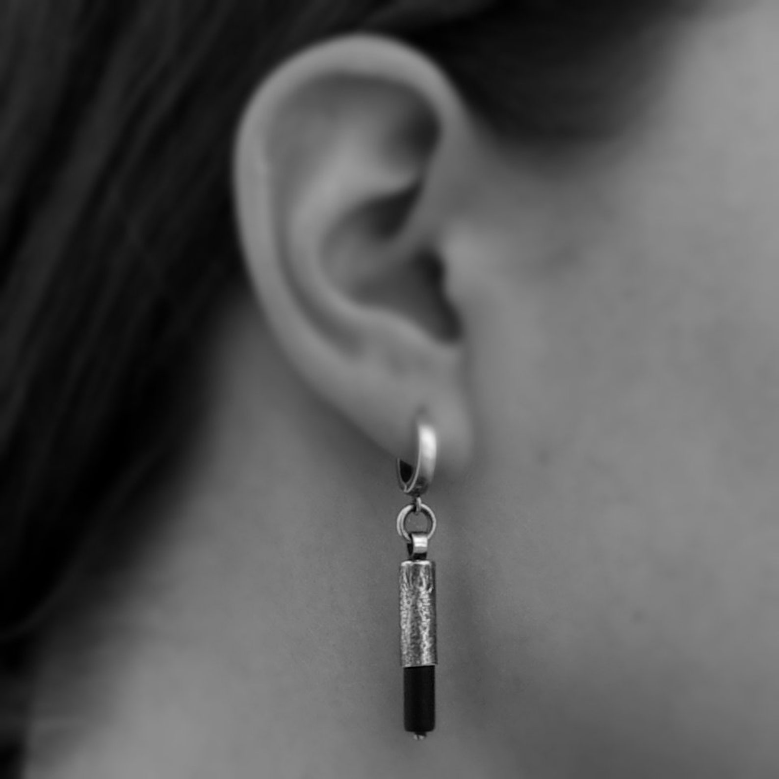 Matte Black Onyx Earrings Combined With Textured Sterling Etsy UK