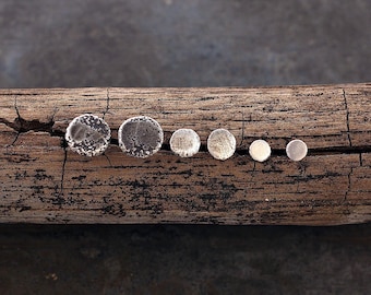 Oxidized sterling silver moon stud earrings