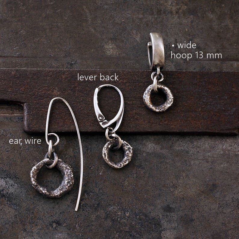 Spindle Linen and Raw Silver Long Bar Earrings Handmade of Oxidized
