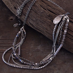 Delicate Labradorite Necklace and 925 silver •  handmade multi strand necklace • unique gift for women