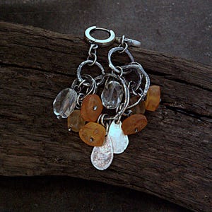 Matte Baltic Amber Earrings Oxidized Sterling Silver Boho Dangles