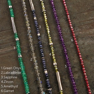 Fijne ketting van labradoriet en 925 zilver handgemaakte ketting met meerdere strengen uniek cadeau voor vrouwen afbeelding 7