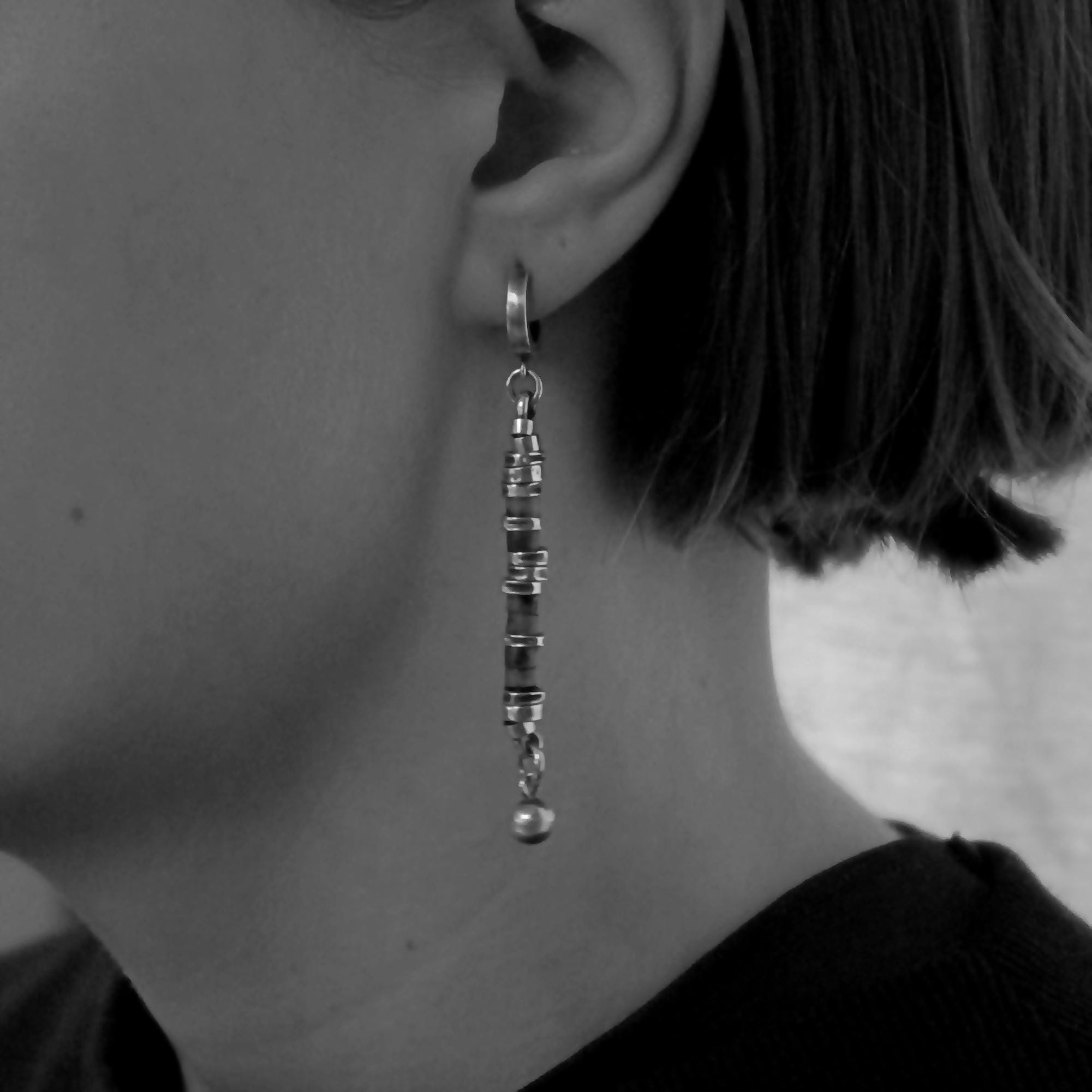 ブラックオニキスヘイシブレスレット - 酸化スターリングシルバー